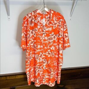 NWT Amazon Vibrant Orange Floral Hawaiian Shirt- 3XL